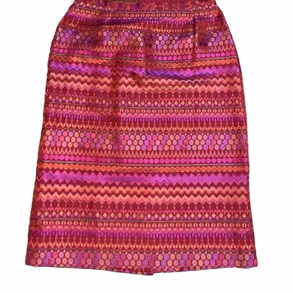 George Simonton 2PC Suit Jacquard Geometric Print Skirt & Jacket SZ 12 - Picture 4 of 14